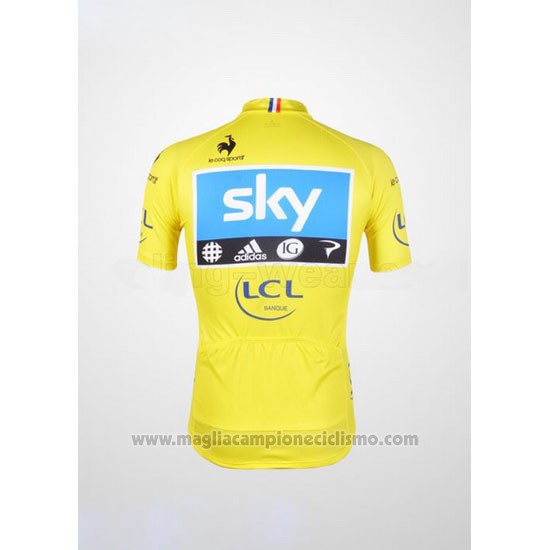 2012 Abbigliamento Ciclismo Sky Lider Celeste e Giallo Manica Corta e Salopette